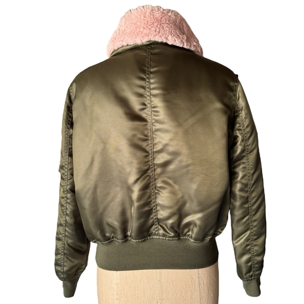 GAP Green and Pink Fur Bomber Jacket - Picture 4 of 7